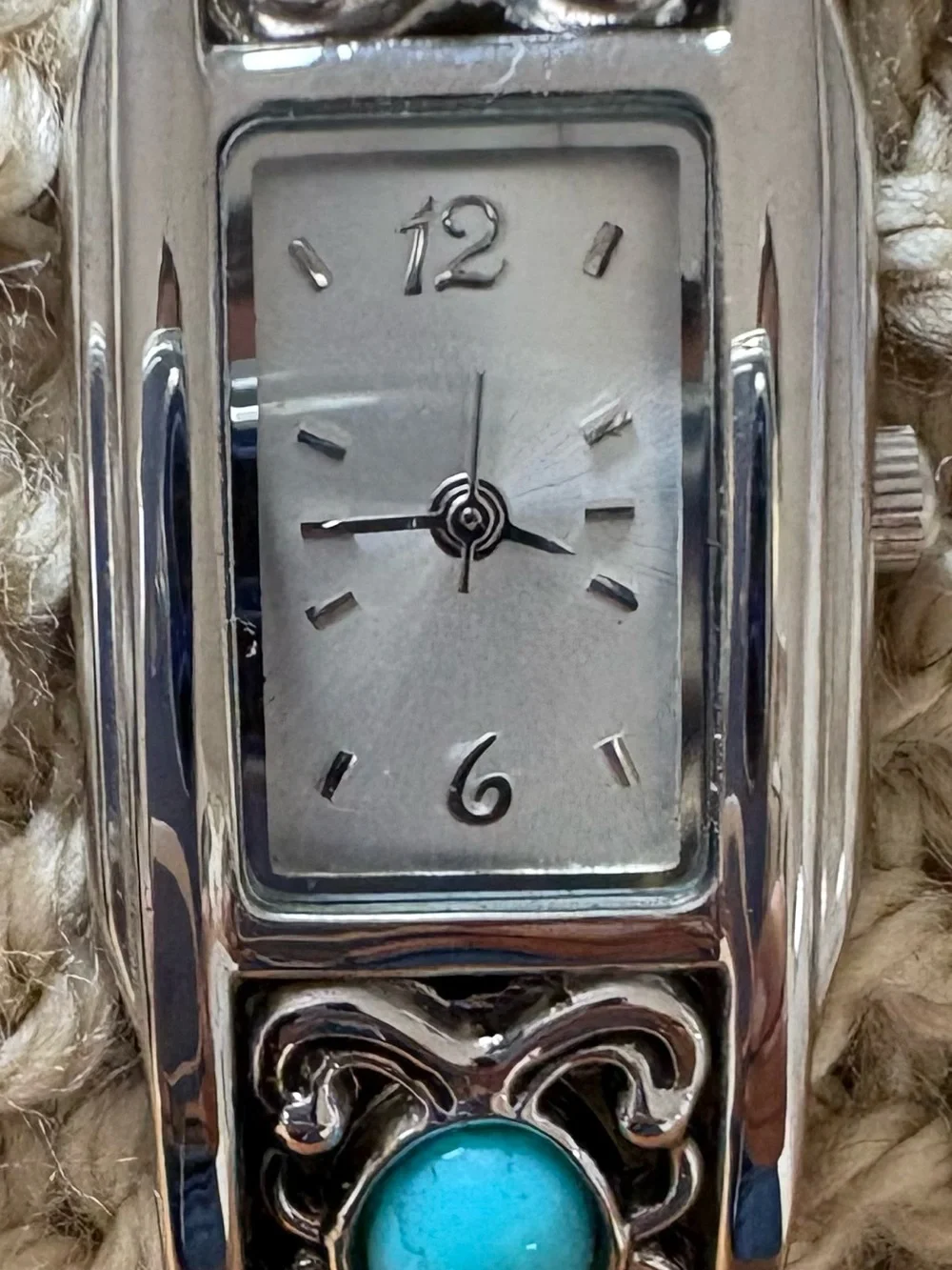 Silver Women's Bracelet Watch with Turquoise Accents new battery works great